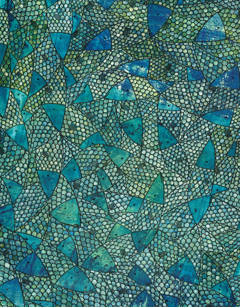 Blue Green Sardines | Framed Giclee Print on Canvas